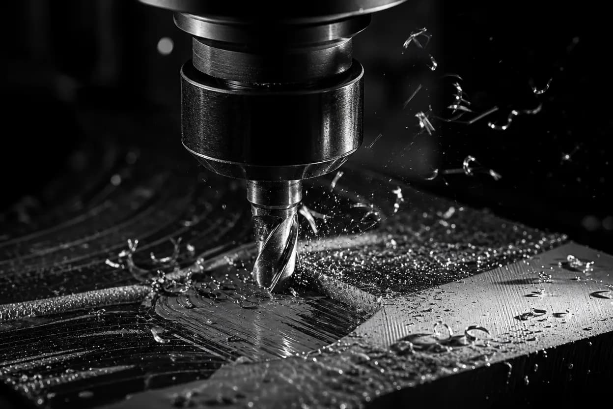 CNC-frees van dichtbij, in zwart-wit